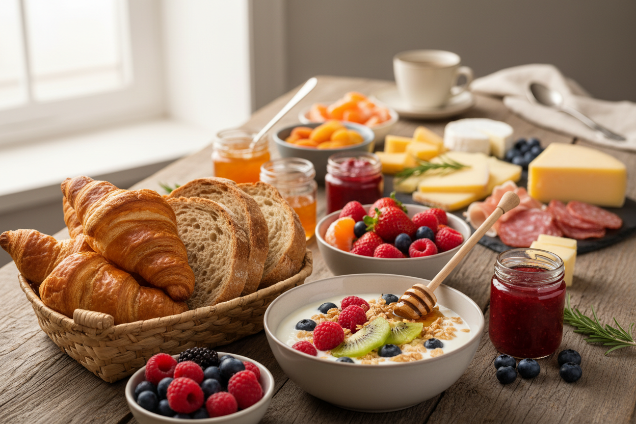 Ontbijt banner met focus op eten